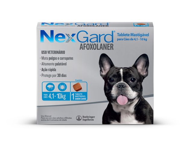 NexGard Antipulgas e Carrapatos de 4,1 a 10kg para Cães 1 tablete